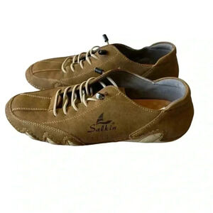 SALKIN  MEN BROWN LEATHER BAREFOOT Minimalist  Style SHOES SZ 7-8 (37-39)